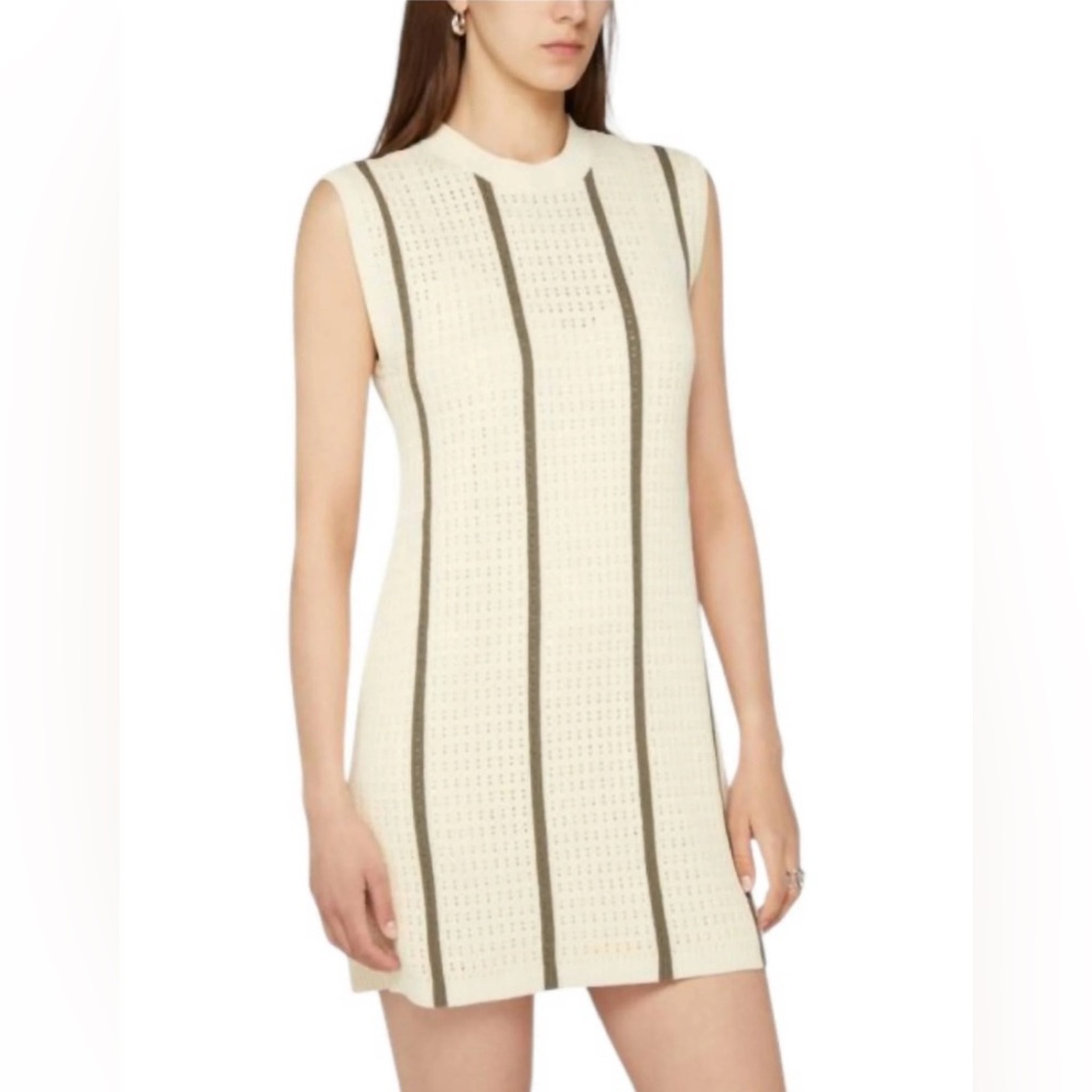 Anine Bing Cream and Brown Striped Mini Dress